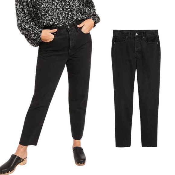 Old Navy Extra High Waisted Button-Fly Sky-Hi Straight Cut-Off Jeans Size 14 - Picture 1 of 4